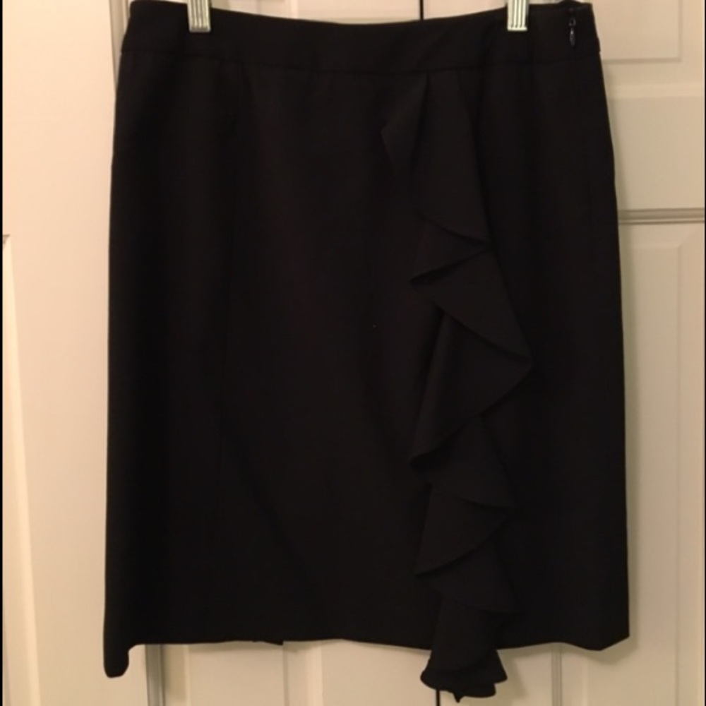 Black Pencil Skirt with Ruffle Detail